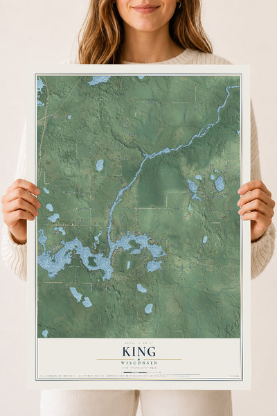 Map of King, Wisconsin, 18 x 24 inch unframed archival matte print