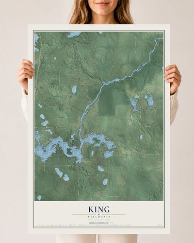 Map of King, Wisconsin, 24 x 36 inch unframed archival matte print