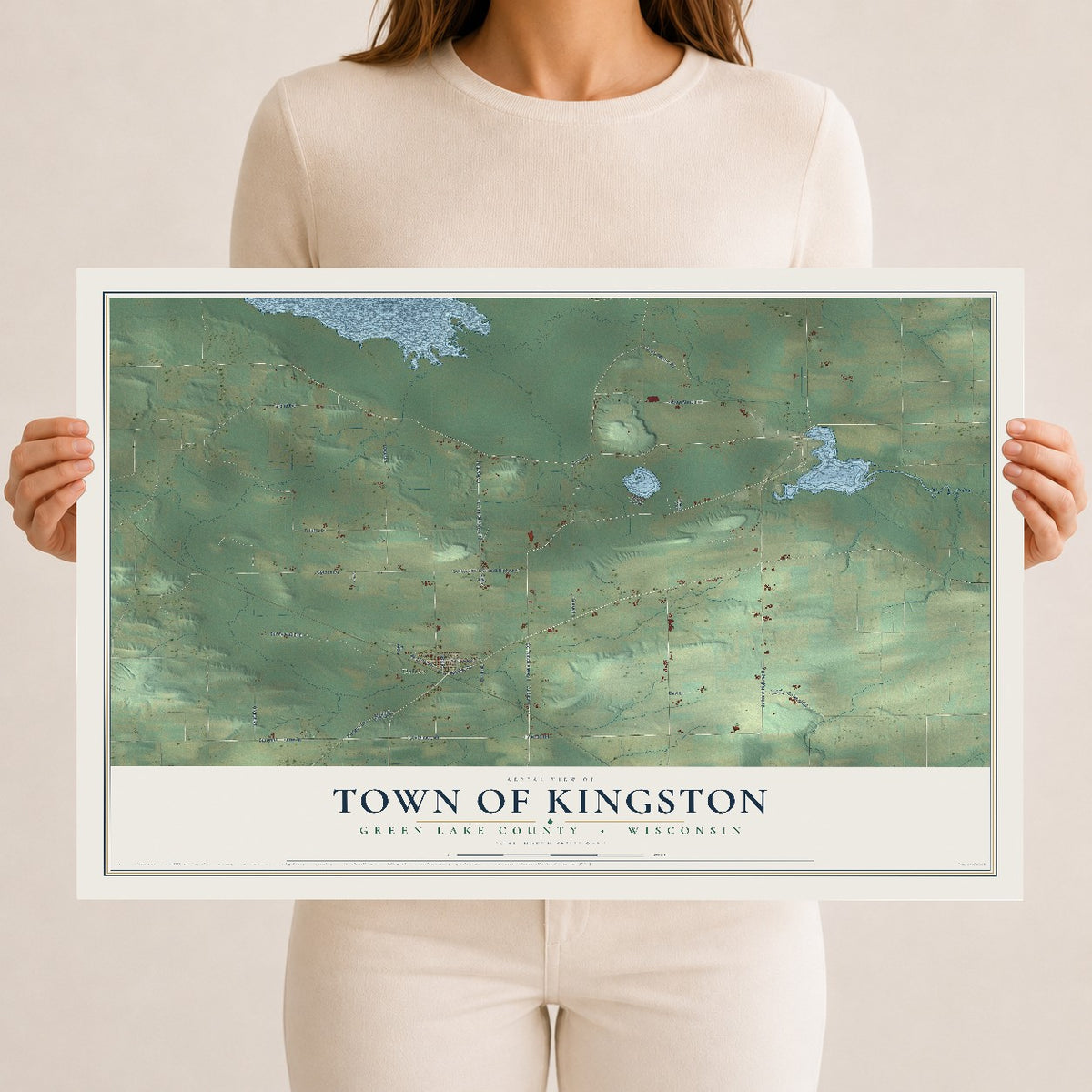 Map of the Town of Kingston, Green Lake County, Wisconsin, 12 x 18 inch unframed archival matte print