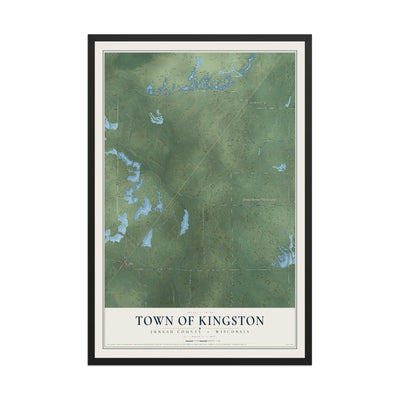 Map of the Town of Kingston, Juneau County, Wisconsin, 12 x 18 inch print in a black wood frame