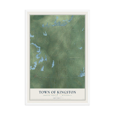 Map of the Town of Kingston, Juneau County, Wisconsin, 12 x 18 inch print in a white wood frame