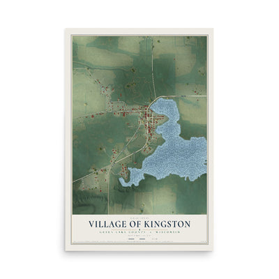 Map of Kingston, Wisconsin, 12 x 18 inch unframed archival matte print