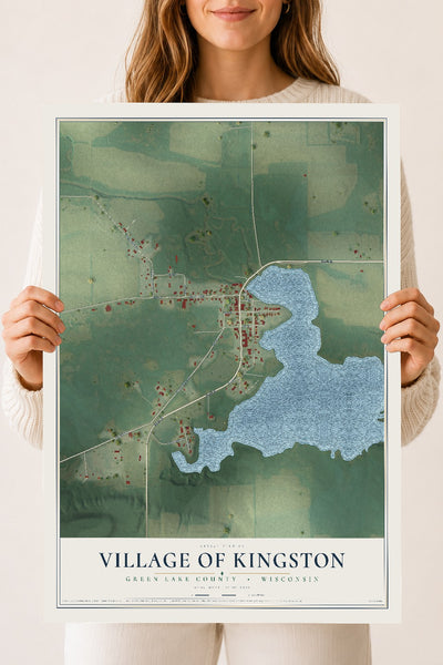 Map of Kingston, Wisconsin, 18 x 24 inch unframed archival matte print