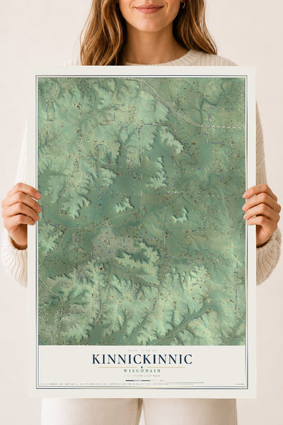 Map of Kinnickinnic, Wisconsin, 18 x 24 inch unframed archival matte print
