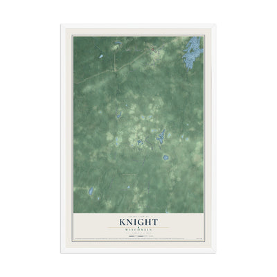 Map of Knight, Wisconsin, 12 x 18 inch print in a white wood frame