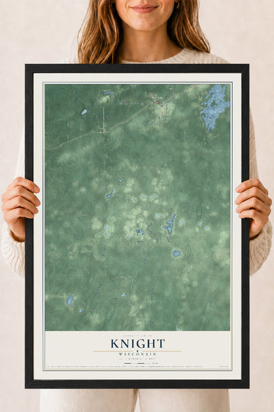 Map of Knight, Wisconsin, 18 x 24 inch print in a black wood frame