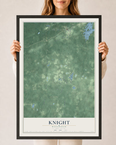 Map of Knight, Wisconsin, 24 x 36 inch print in a black wood frame