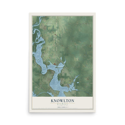 Map of Knowlton, Wisconsin, 12 x 18 inch unframed archival matte print