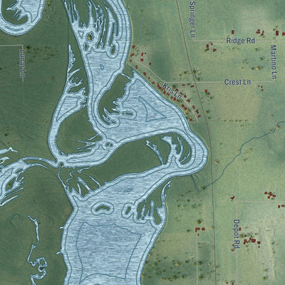 Second close-up of the map of Knowlton, Wisconsin print showing more streets and buildings