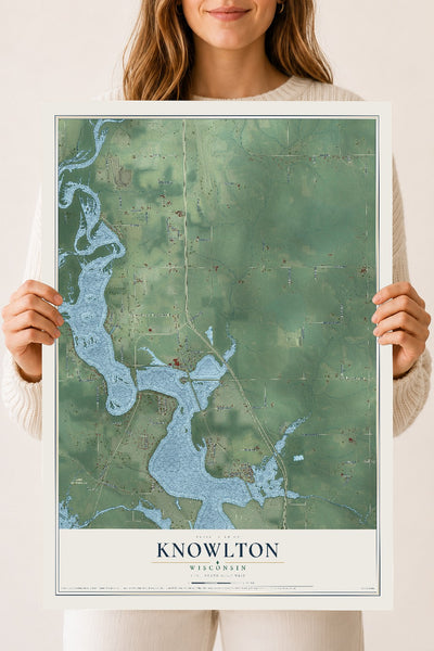 Map of Knowlton, Wisconsin, 18 x 24 inch unframed archival matte print