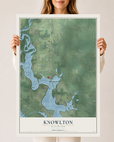 Map of Knowlton, Wisconsin, 24 x 36 inch unframed archival matte print