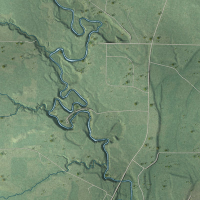 Second close-up of the map of Komensky, Wisconsin print showing more streets and buildings