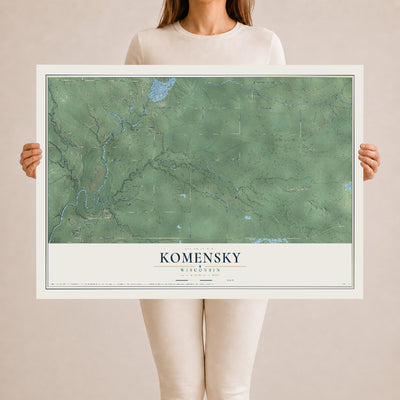 Map of Komensky, Wisconsin, 24 x 36 inch unframed archival matte print