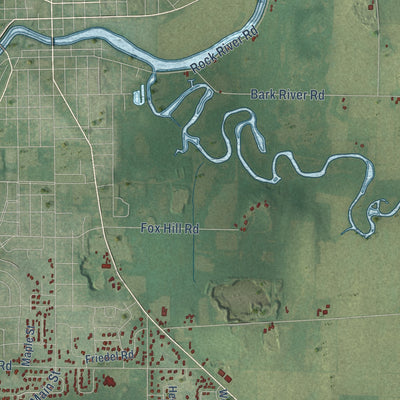 Second close-up of the map of Koshkonong, Wisconsin print showing more streets and buildings