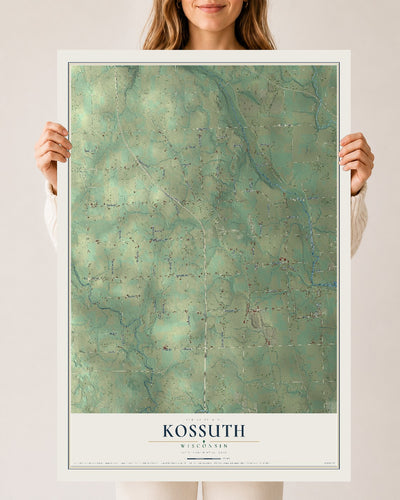 Map of Kossuth, Wisconsin, 24 x 36 inch unframed archival matte print