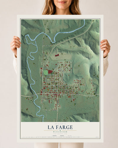 Map of La Farge, Wisconsin, 24 x 36 inch unframed archival matte print