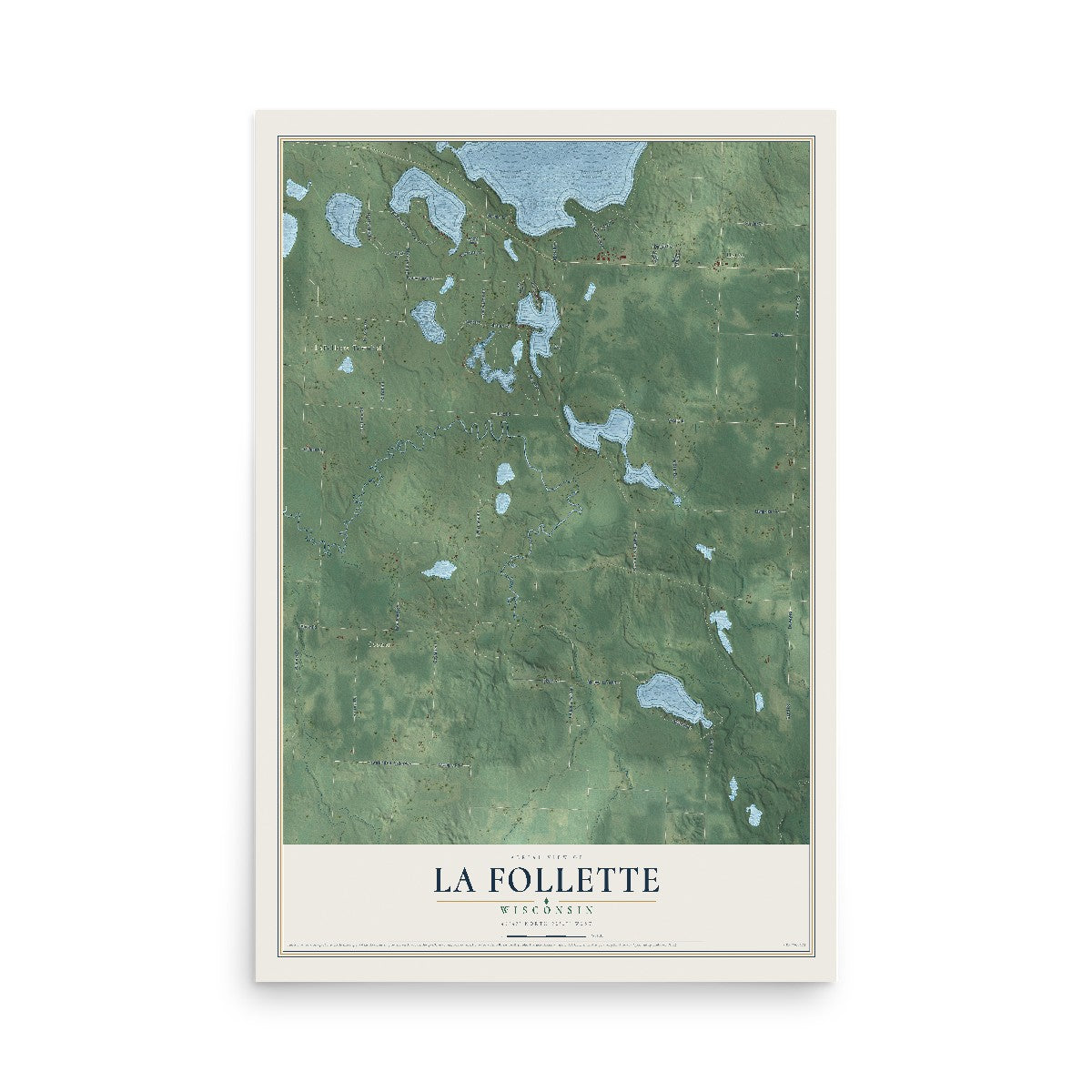 Map of La Follette, Wisconsin, 12 x 18 inch unframed archival matte print