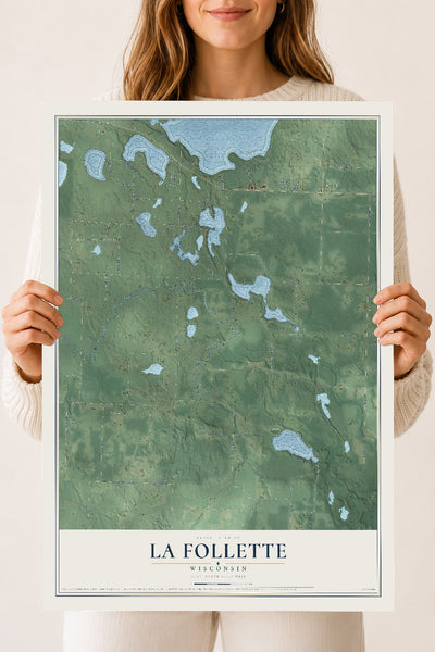 Map of La Follette, Wisconsin, 18 x 24 inch unframed archival matte print