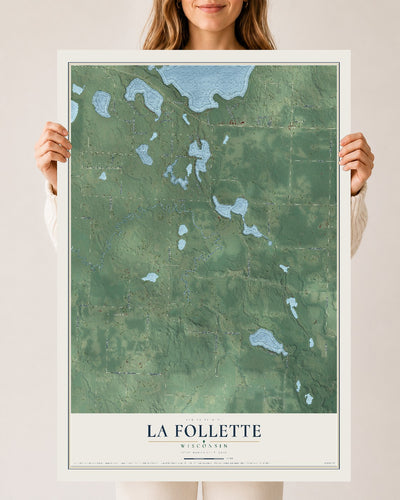 Map of La Follette, Wisconsin, 24 x 36 inch unframed archival matte print