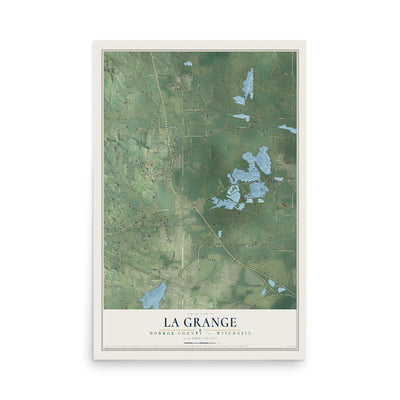 Map of La Grange, Monroe County, Wisconsin, 12 x 18 inch unframed archival matte print