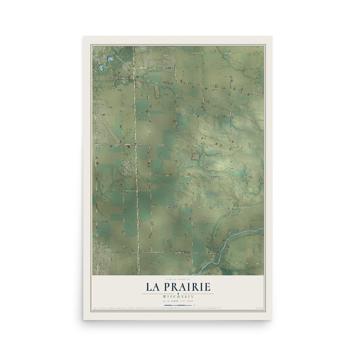 Map of La Prairie, Wisconsin, 12 x 18 inch unframed archival matte print