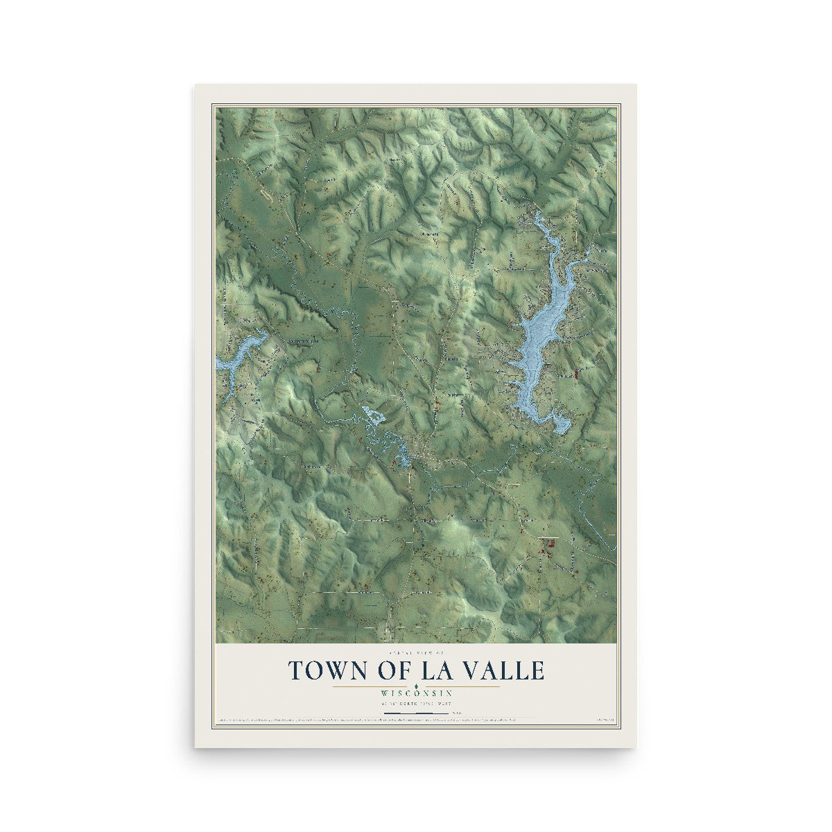 Map of the Town of La Valle, Wisconsin, 12 x 18 inch unframed archival matte print