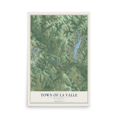 Map of the Town of La Valle, Wisconsin, 12 x 18 inch unframed archival matte print