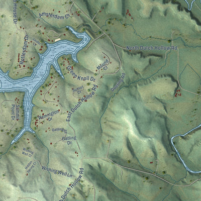 Second close-up of the map of the Town of La Valle, Wisconsin print showing more streets and buildings