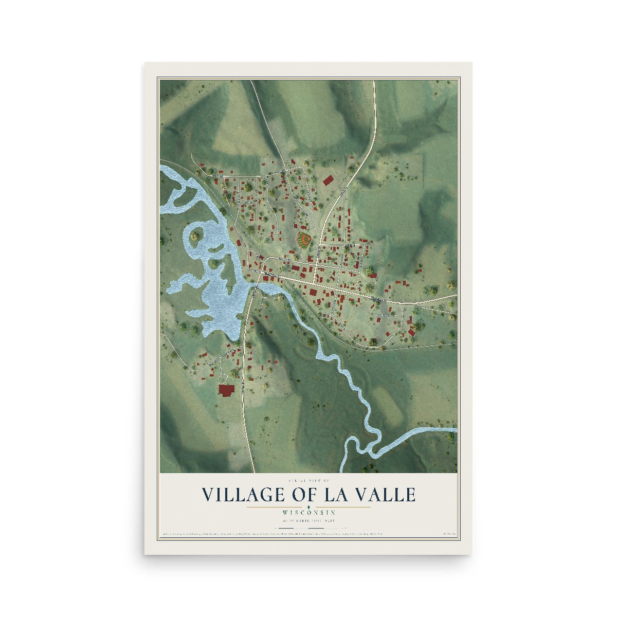 Map of La Valle, Wisconsin, 12 x 18 inch unframed archival matte print