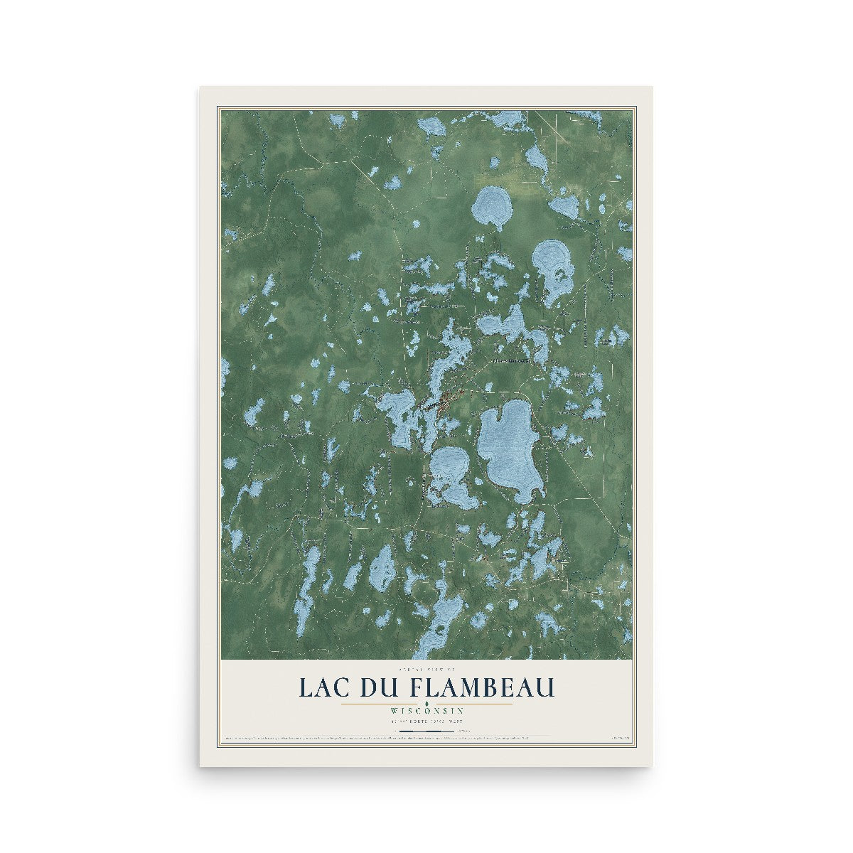 Map of Lac du Flambeau, Wisconsin, 12 x 18 inch unframed archival matte print