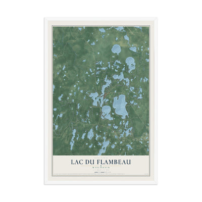 Map of Lac du Flambeau, Wisconsin, 12 x 18 inch print in a white wood frame