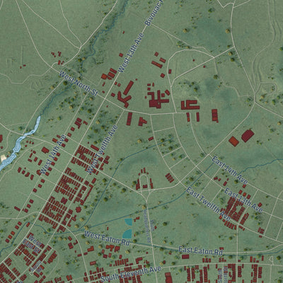 Second close-up of the map of Lafayette, Monroe County, Wisconsin print showing more streets and buildings