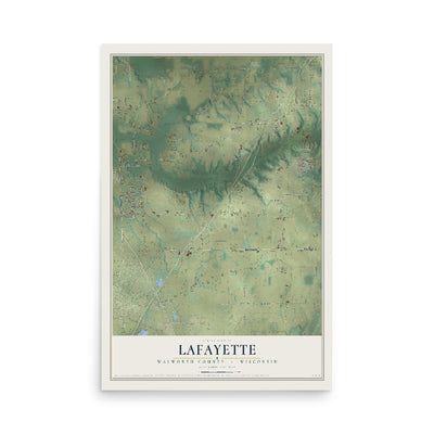 Map of Lafayette, Walworth County, Wisconsin, 12 x 18 inch unframed archival matte print