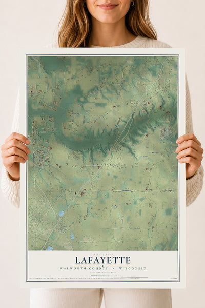 Map of Lafayette, Walworth County, Wisconsin, 18 x 24 inch unframed archival matte print