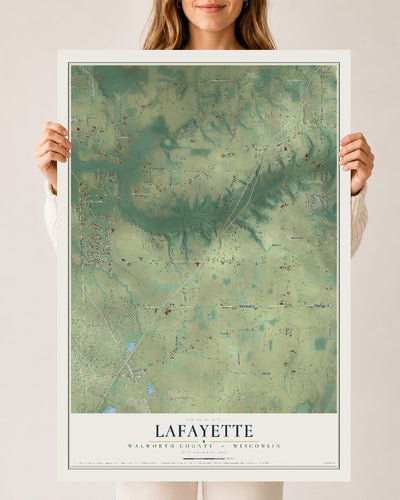Map of Lafayette, Walworth County, Wisconsin, 24 x 36 inch unframed archival matte print