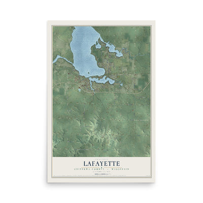 Map of Lafayette, Chippewa County, Wisconsin, 12 x 18 inch unframed archival matte print