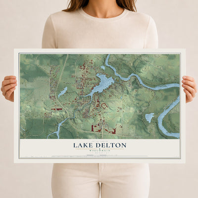 Map of Lake Delton, Wisconsin, 12 x 18 inch unframed archival matte print