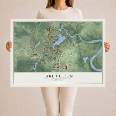 Map of Lake Delton, Wisconsin, 24 x 36 inch unframed archival matte print