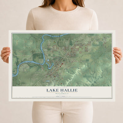 Map of Lake Hallie, Wisconsin, 12 x 18 inch unframed archival matte print
