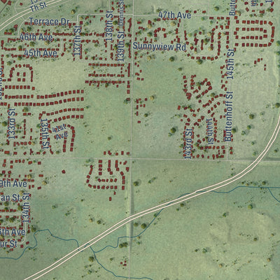 Close-up of the map of Lake Hallie, Wisconsin print showing street and building detail