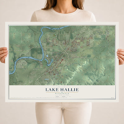 Map of Lake Hallie, Wisconsin, 18 x 24 inch unframed archival matte print