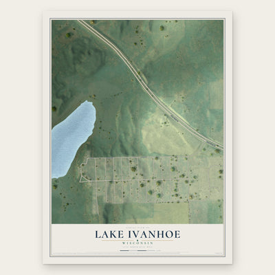 Lake Ivanhoe, Wisconsin map print, the full design