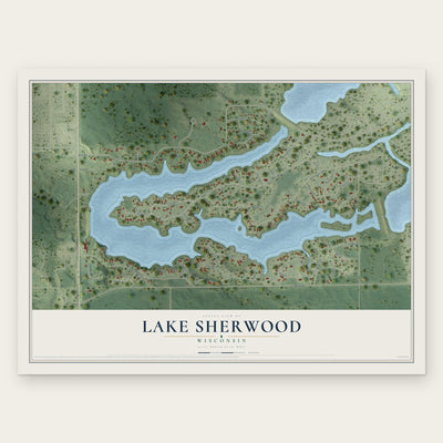 Lake Sherwood, Wisconsin map print, the full design