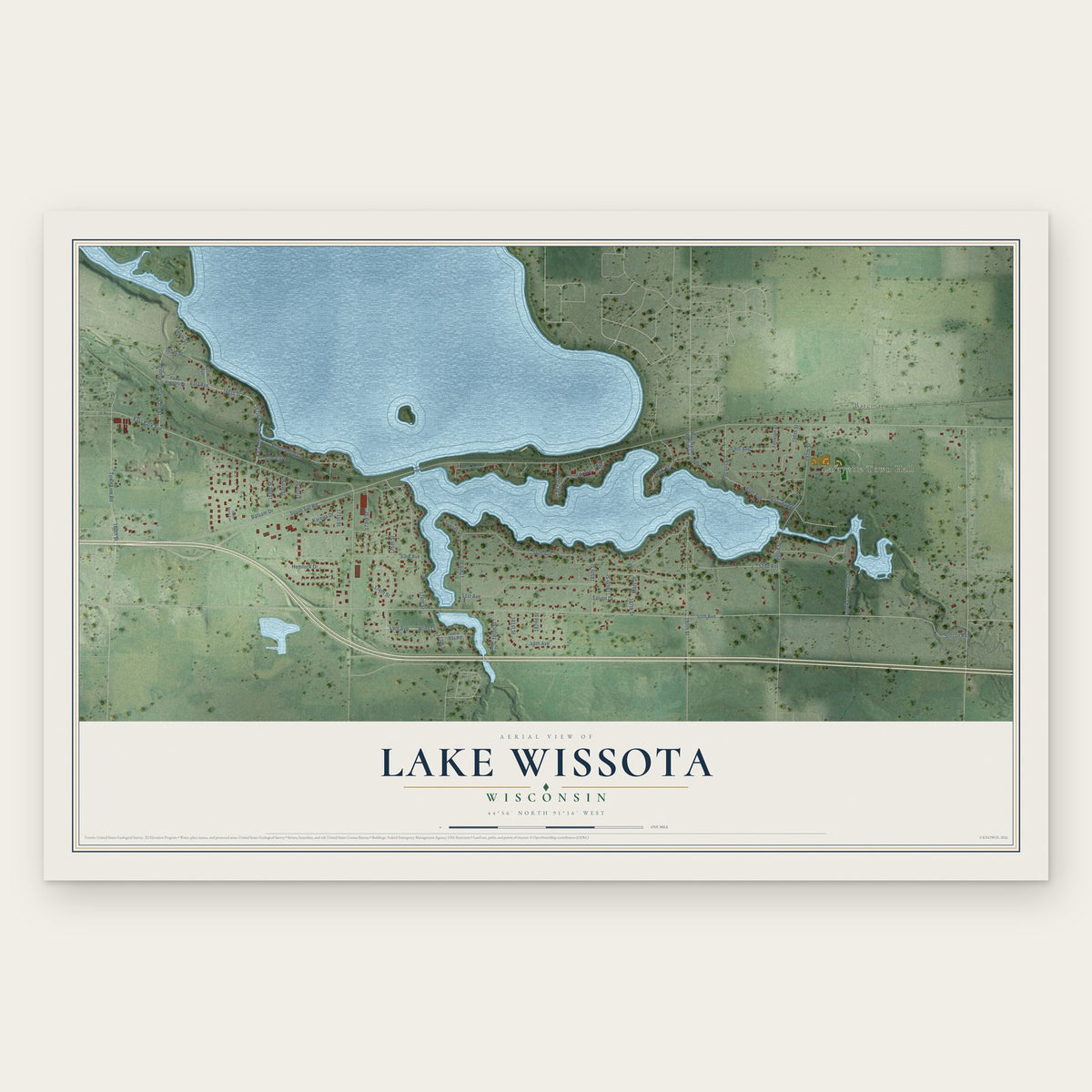 Lake Wissota, Wisconsin map print, the full design