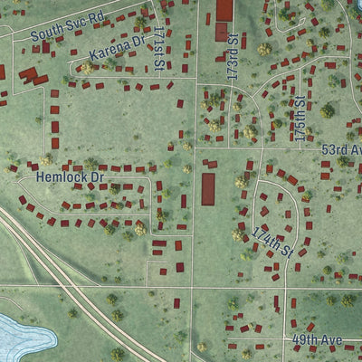 Close-up of the map of Lake Wissota, Wisconsin print showing street and building detail