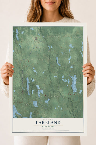 Map of Lakeland, Wisconsin, 18 x 24 inch unframed archival matte print
