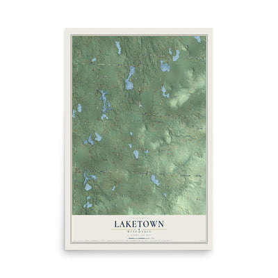 Map of Laketown, Wisconsin, 12 x 18 inch unframed archival matte print