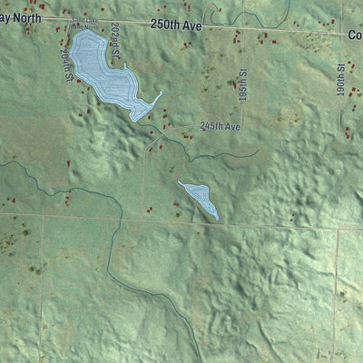 Close-up of the map of Laketown, Wisconsin print showing street and building detail