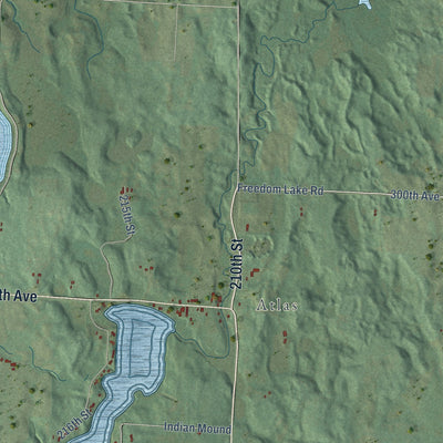 Second close-up of the map of Laketown, Wisconsin print showing more streets and buildings