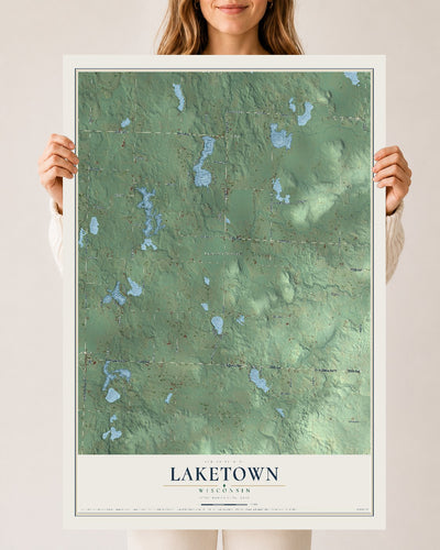 Map of Laketown, Wisconsin, 24 x 36 inch unframed archival matte print